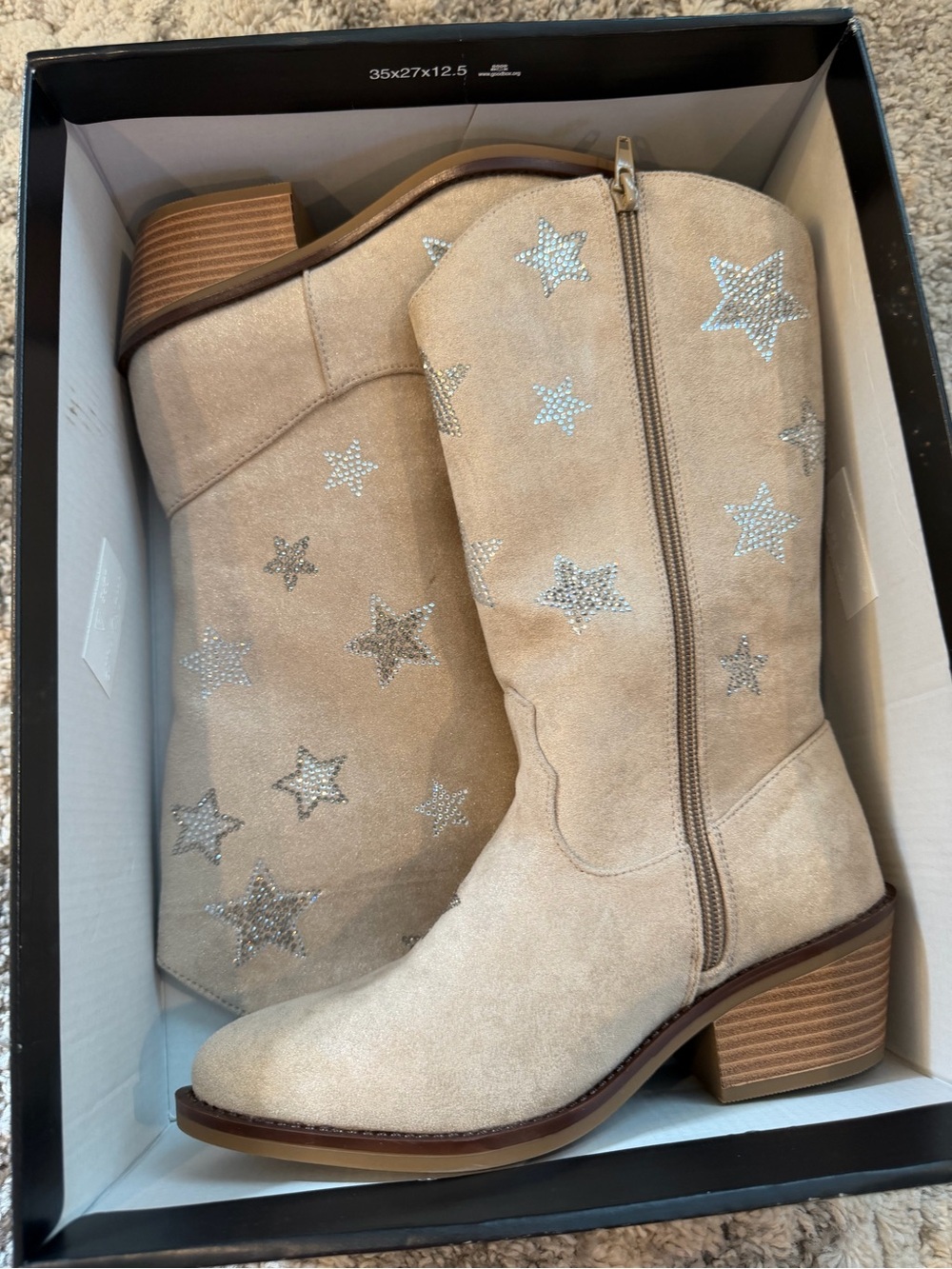 Madden Girl Beige Suede Star-Embellished Kids Boots
